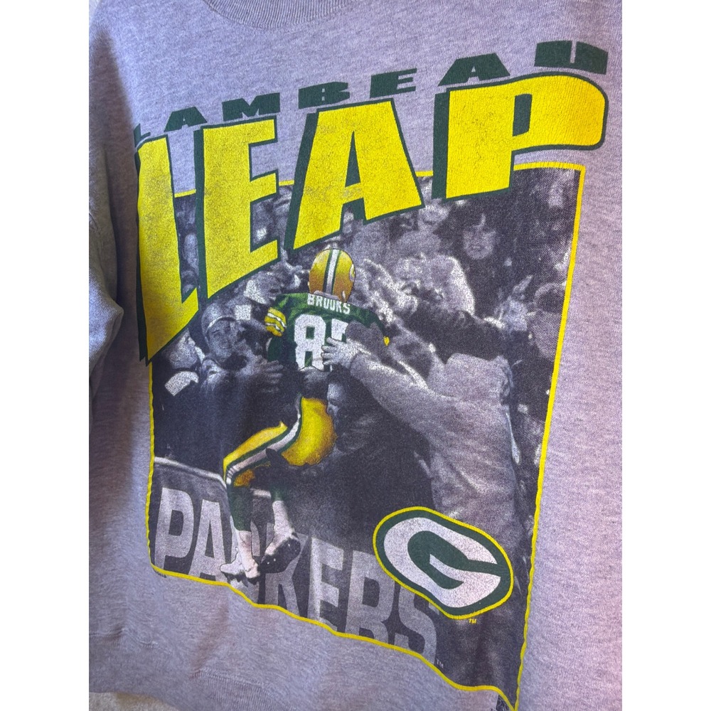 Green Bay Packers Lambeau Leap Robert Brooks Sweatshirt Mens Large Nutmeg Lee - Picture 4 of 10